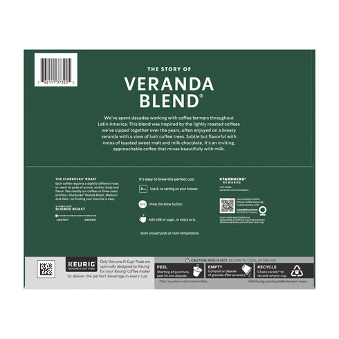 Starbucks Veranda Blend Light Roast K-Cup Pods, 72 ct.